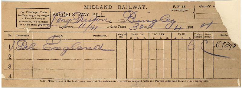 Parcel 30-04-04 to Bingley - England.jpg - Way Bill: Parcel 30-04-04 to Bingley - England